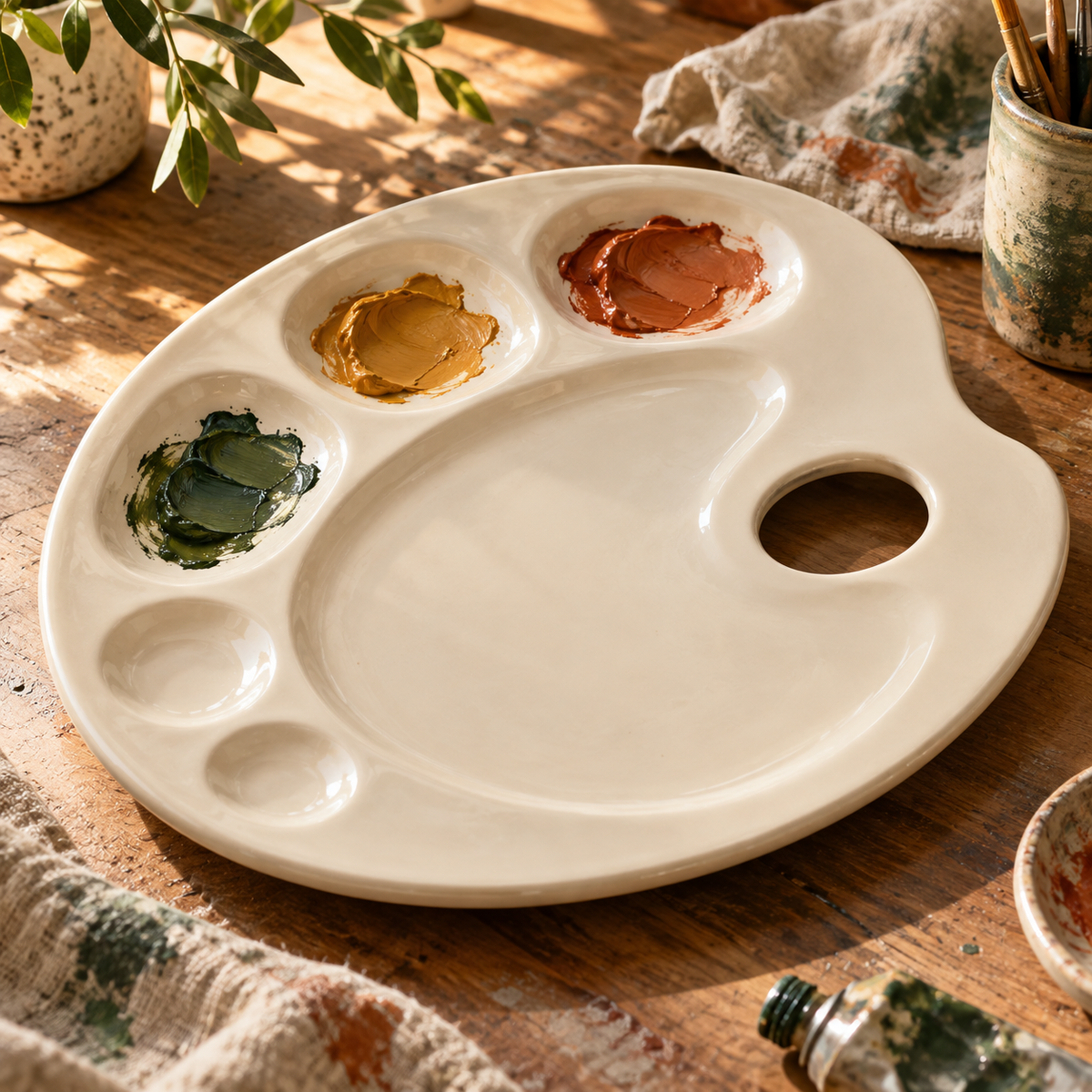 Oval Mixing Palette — AI-created illustrative product concept