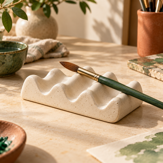 Wave Brush Rest — AI-created illustrative product concept