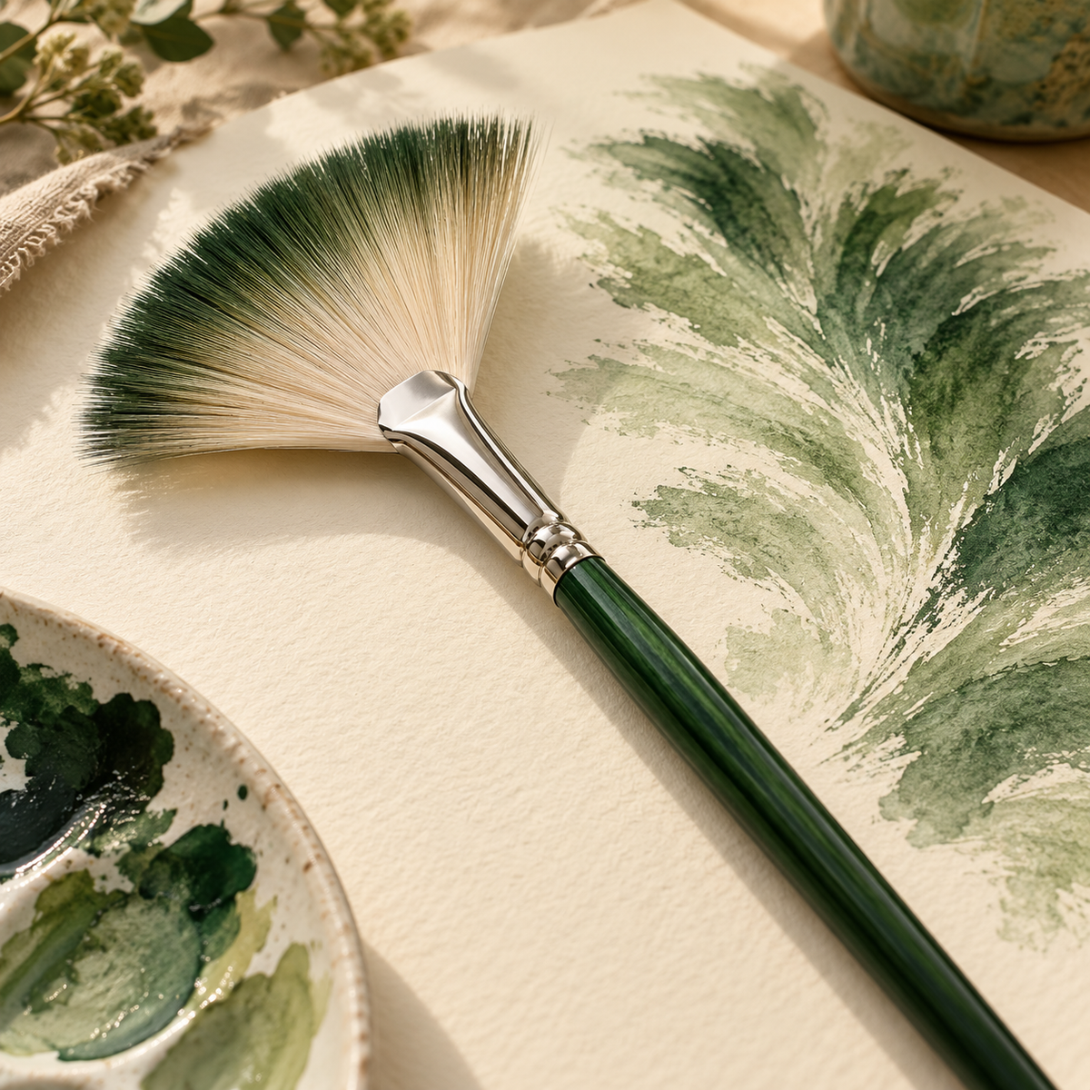 Soft Texture Fan Brush — AI-created illustrative product concept